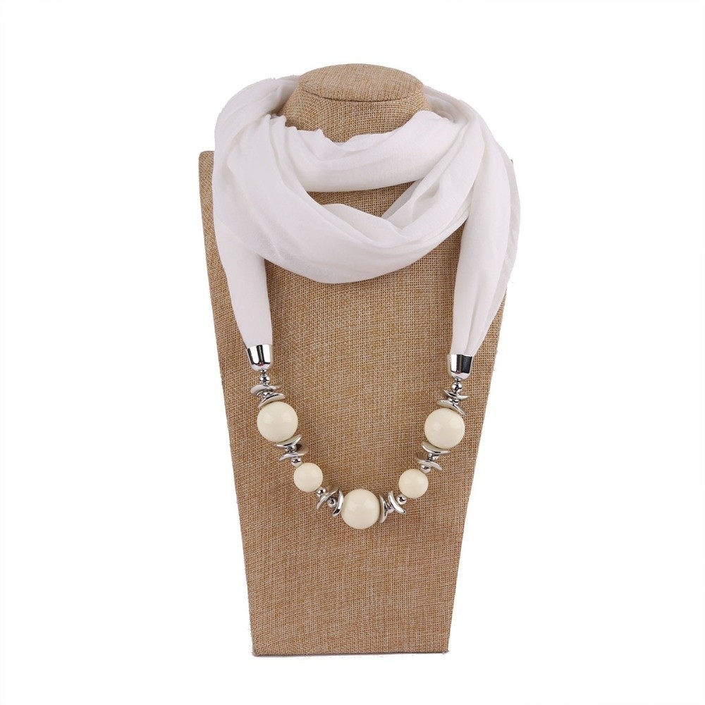 Infinity Scarf Knit - Новый шифоновый шарф-ожерелье с бусинами в