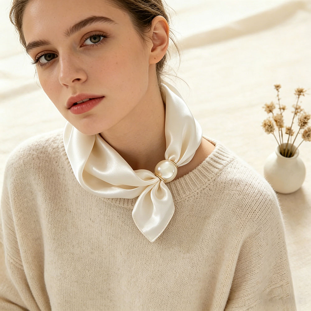 Silk Neck Scarf - Шелковый шарф-цепочка с магнитной застежкой, тонкий